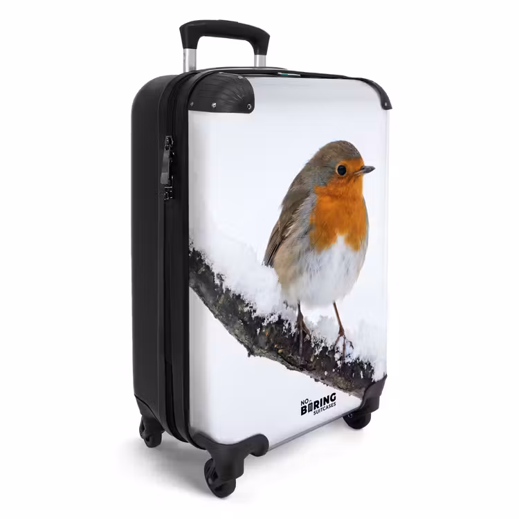 Koffer - Roodborstje - Tak - Sneeuw - Winter - Levendig - Roodborstje - Tak - Sneeuw - Winter - Levendig NBS - Handbagage koffer - Volwassenen Unisex middel