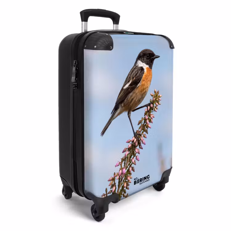 Koffer - Roodborsttapuit - Heide - Paars - Natuur - Sfeervol - Roodborsttapuit - Heide - Paars - Natuur - Sfeervol NBS - Handbagage koffer - Volwassenen Unisex middel