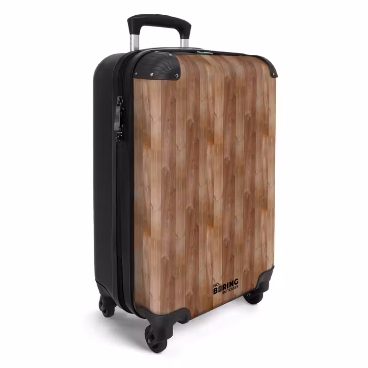 Roodbruin met hout structuur NBS - Handbagage koffer - Volwassenen Unisex middel -productfoto_3d