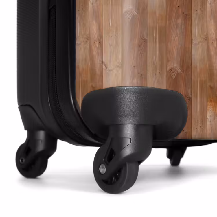 Roodbruin met hout structuur NBS - Handbagage koffer - Volwassenen Unisex middel -wiel