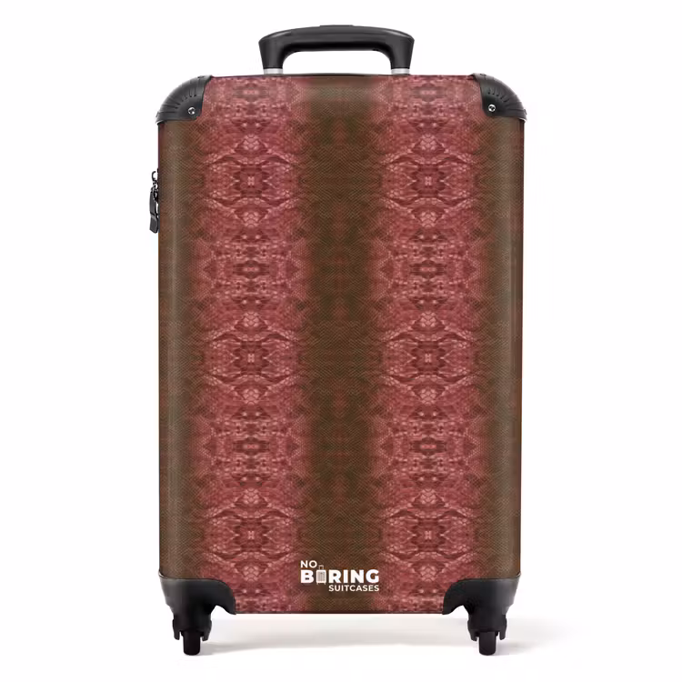 Roodbruin slangenhuid met symmetrische schubstructuur NBS - Handbagage koffer - Volwassenen Unisex middel -productfoto_recht