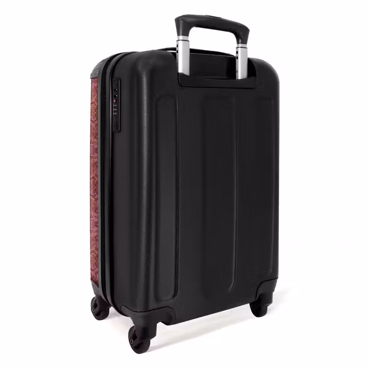 Roodbruin slangenhuid met symmetrische schubstructuur NBS - Handbagage koffer - Volwassenen Unisex middel -achterkant