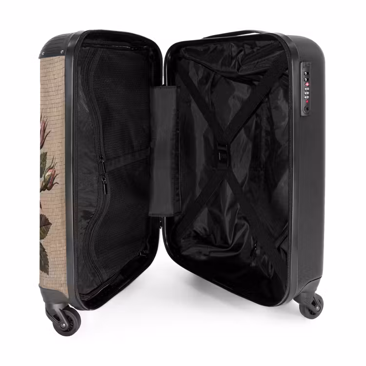 Koffer - Roos - Mozaïek - Bloemen - Klassiek - Beige - Roos - Mozaïek - Bloemen - Klassiek - Beige NBS - Handbagage koffer - Volwassenen Unisex middel
