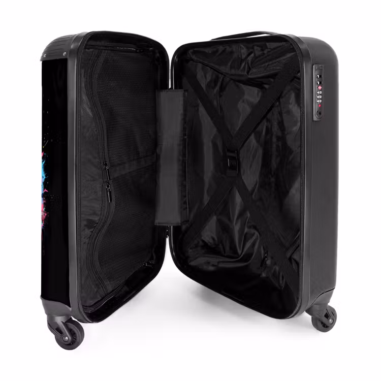 Roze auto met kleurrijke verf NBS - Handbagage koffer - Unisex middel -binnenkant