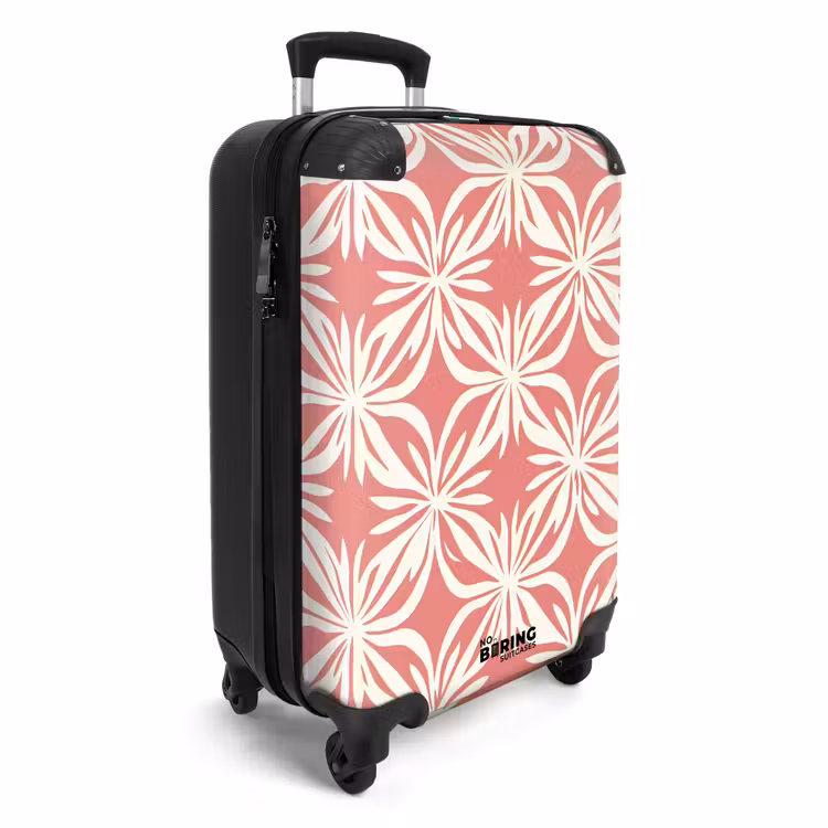 Roze - Bloemenmotief - Wit - Modern NBS - Handbagage koffer - Volwassenen Unisex middel -productfoto_3d