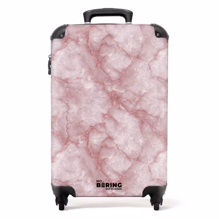 Roze - Kwartsmarmer - Aders NBS - Handbagage koffer - Volwassenen Unisex middel -productfoto_recht