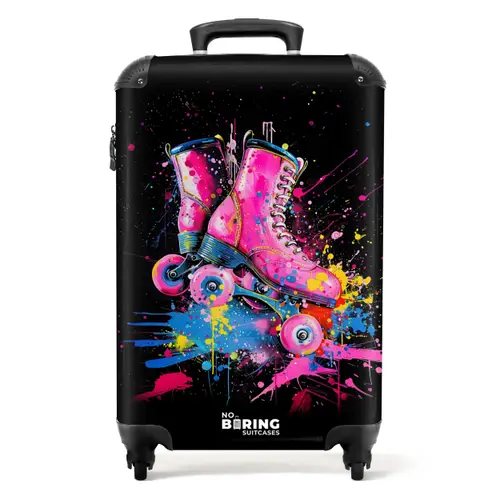 Roze rolschaatsen met verf NBS - Handbagage koffer - Unisex middel -productfoto_recht