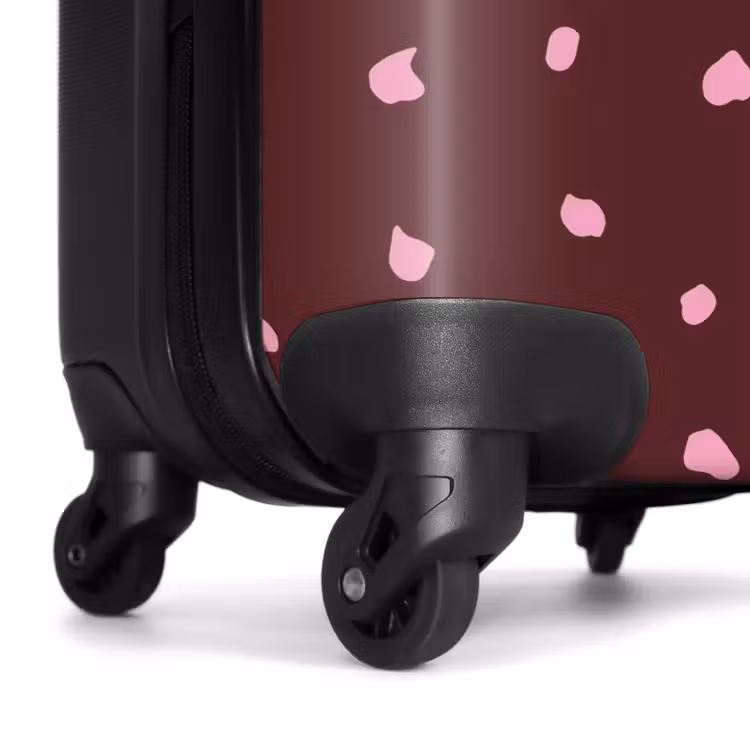Roze vlekken op bordeaux gekleurde achtergrond NBS - Handbagage koffer - Kinderen Unisex middel -wiel