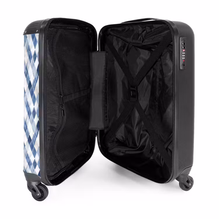 Ruit patroon blauw NBS - Handbagage koffer - Volwassenen Unisex middel -binnenkant