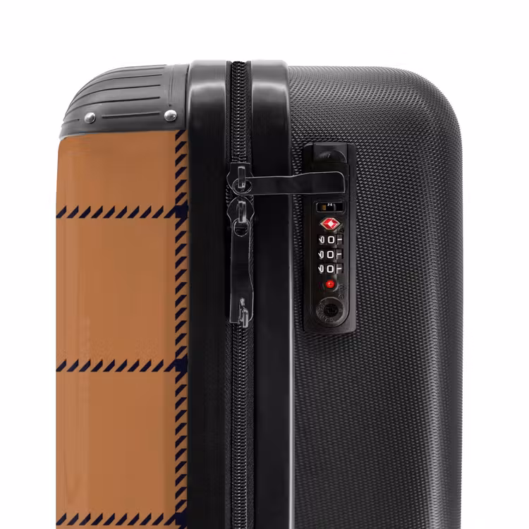 Ruitpatroon met visgraatlijnen in bruin en zwart NBS - Handbagage koffer - Kinderen Unisex middel -slot