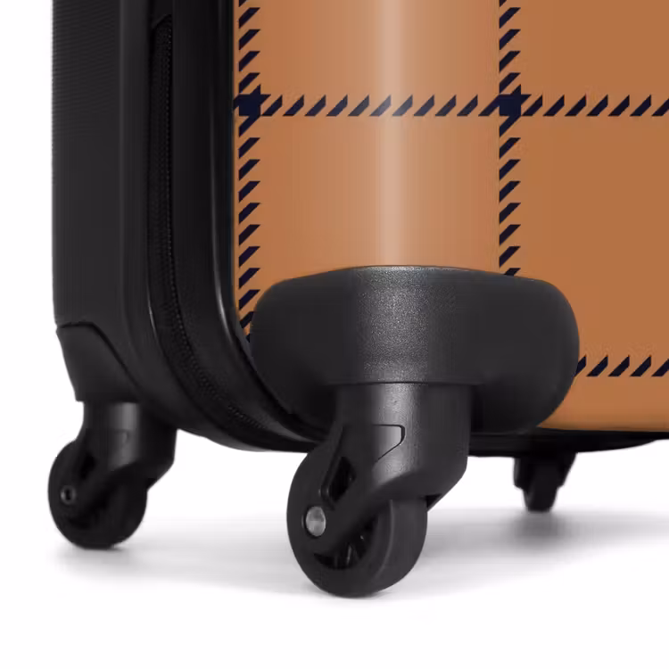 Ruitpatroon met visgraatlijnen in bruin en zwart NBS - Handbagage koffer - Kinderen Unisex middel -wiel
