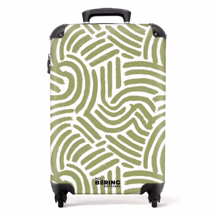 Koffer - Saliegroen - Abstract - Bogen - Handgetekend - Patroon - Saliegroen - Abstract - Bogen - Handgetekend - Patroon NBS - Handbagage koffer - Volwassenen Unisex middel