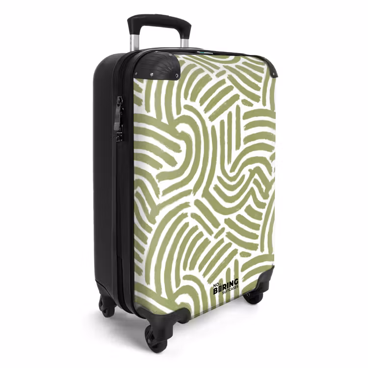 Koffer - Saliegroen - Abstract - Bogen - Handgetekend - Patroon - Saliegroen - Abstract - Bogen - Handgetekend - Patroon NBS - Handbagage koffer - Volwassenen Unisex middel