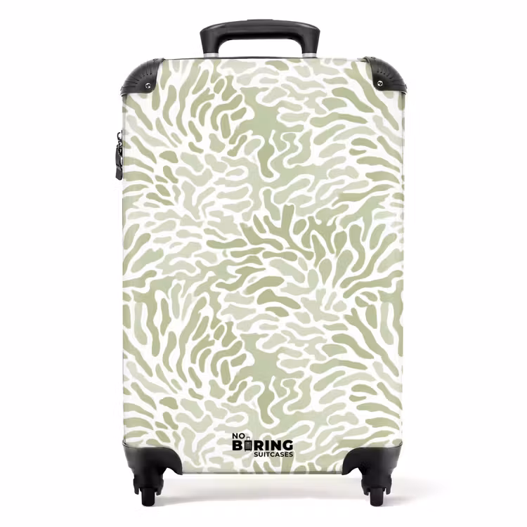 Koffer - Saliegroen - Abstract - Organisch - Koraal - Patroon - Saliegroen - Abstract - Organisch - Koraal - Patroon NBS - Handbagage koffer - Volwassenen Unisex middel