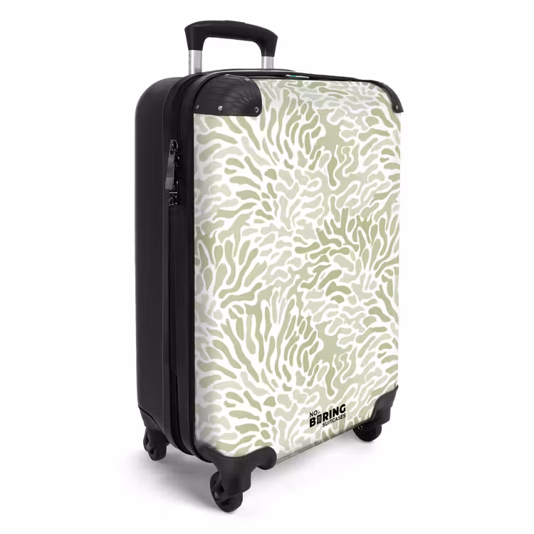 Koffer - Saliegroen - Abstract - Organisch - Koraal - Patroon - Saliegroen - Abstract - Organisch - Koraal - Patroon NBS - Handbagage koffer - Volwassenen Unisex middel
