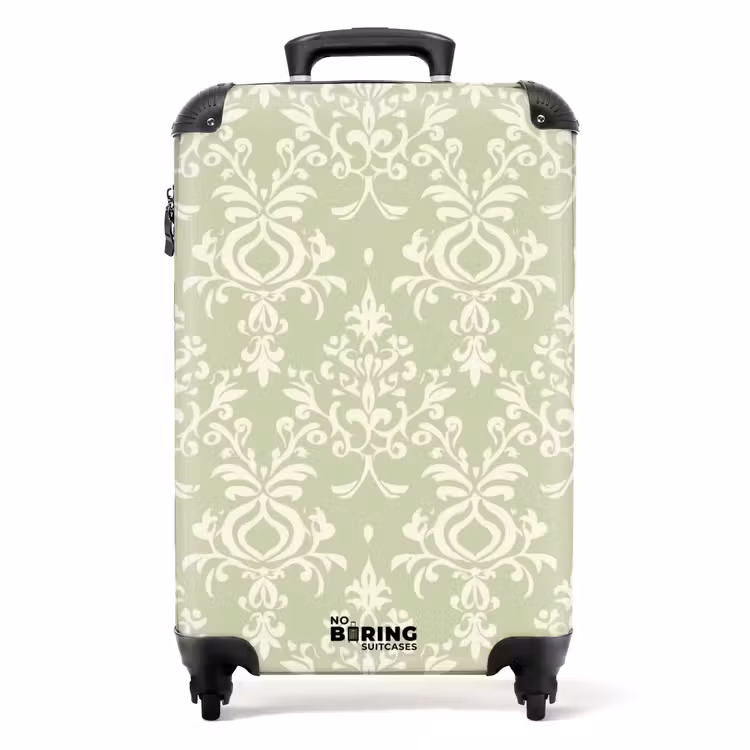 Koffer - Saliegroen - Barok - Damast - Ornament - Patroon - Saliegroen - Barok - Damast - Ornament - Patroon NBS - Handbagage koffer - Volwassenen Unisex middel