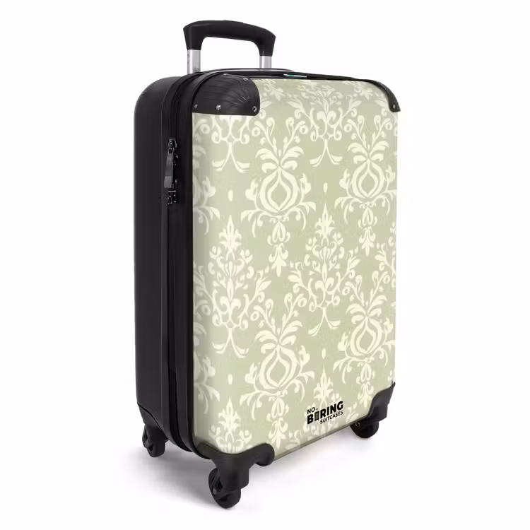 Koffer - Saliegroen - Barok - Damast - Ornament - Patroon - Saliegroen - Barok - Damast - Ornament - Patroon NBS - Handbagage koffer - Volwassenen Unisex middel