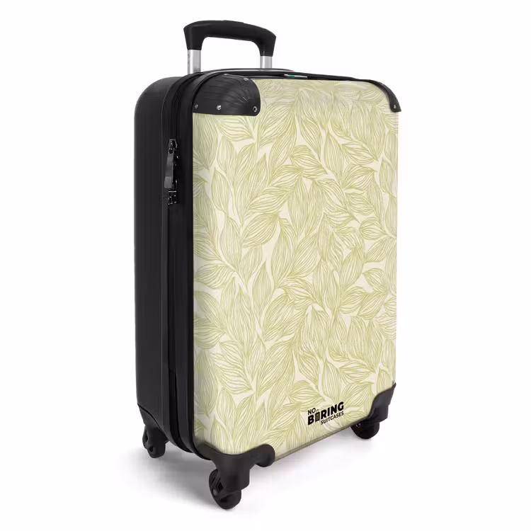 Koffer - Saliegroen - Botanisch - Bladeren - Handgetekend - Patroon - Saliegroen - Botanisch - Bladeren - Handgetekend - Patroon NBS - Handbagage koffer - Volwassenen Unisex middel