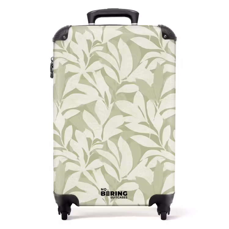 Koffer - Saliegroen - Botanisch - Minimalistisch - Patroon - Saliegroen - Botanisch - Minimalistisch - Patroon NBS - Handbagage koffer - Volwassenen Unisex middel
