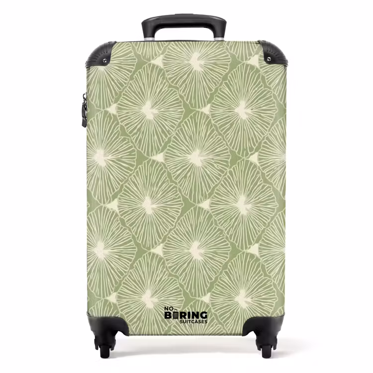 Koffer - Saliegroen - Botanisch - Ruiten - Organisch - Patroon - Saliegroen - Botanisch - Ruiten - Organisch - Patroon NBS - Handbagage koffer - Volwassenen Unisex middel