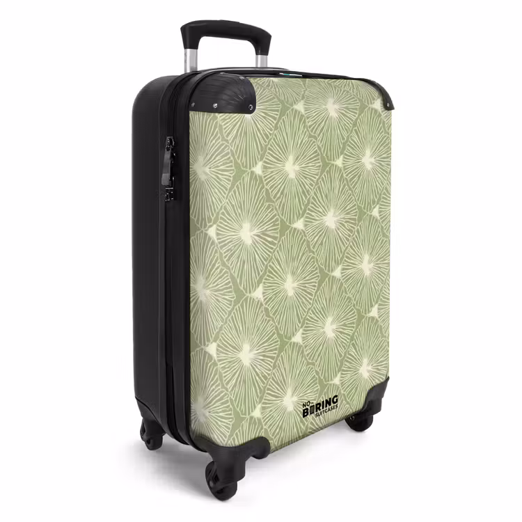 Koffer - Saliegroen - Botanisch - Ruiten - Organisch - Patroon - Saliegroen - Botanisch - Ruiten - Organisch - Patroon NBS - Handbagage koffer - Volwassenen Unisex middel