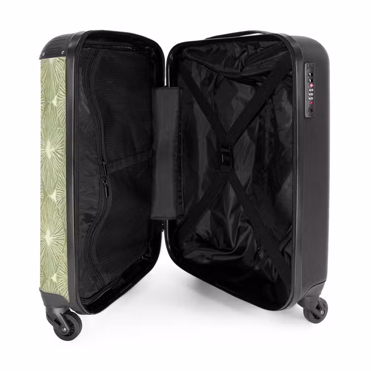 Koffer - Saliegroen - Botanisch - Ruiten - Organisch - Patroon - Saliegroen - Botanisch - Ruiten - Organisch - Patroon NBS - Handbagage koffer - Volwassenen Unisex middel
