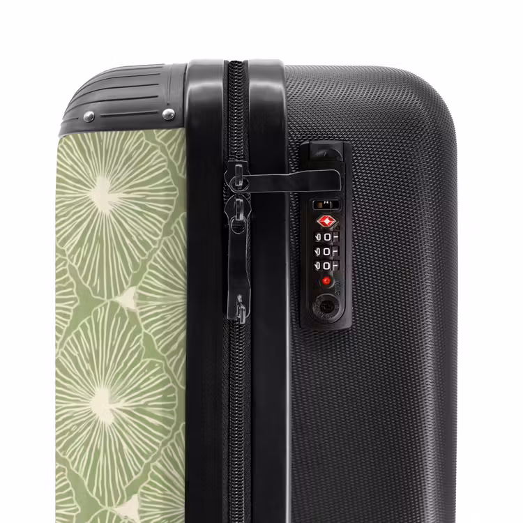 Koffer - Saliegroen - Botanisch - Ruiten - Organisch - Patroon - Saliegroen - Botanisch - Ruiten - Organisch - Patroon NBS - Handbagage koffer - Volwassenen Unisex middel