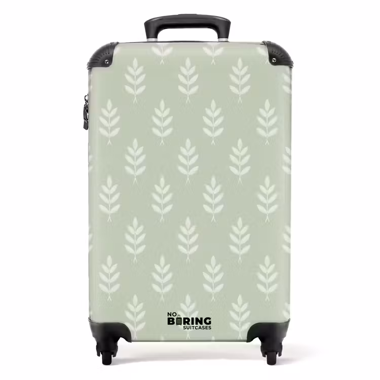 Koffer - Saliegroen - Botanisch - Takjes - Minimalistisch - Patroon - Saliegroen - Botanisch - Takjes - Minimalistisch - Patroon NBS - Handbagage koffer - Volwassenen Unisex middel