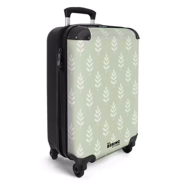 Koffer - Saliegroen - Botanisch - Takjes - Minimalistisch - Patroon - Saliegroen - Botanisch - Takjes - Minimalistisch - Patroon NBS - Handbagage koffer - Volwassenen Unisex middel