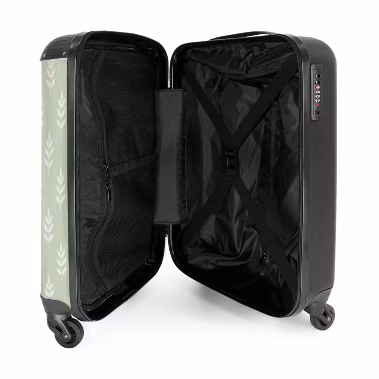 Koffer - Saliegroen - Botanisch - Takjes - Minimalistisch - Patroon - Saliegroen - Botanisch - Takjes - Minimalistisch - Patroon NBS - Handbagage koffer - Volwassenen Unisex middel