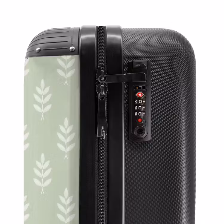 Koffer - Saliegroen - Botanisch - Takjes - Minimalistisch - Patroon - Saliegroen - Botanisch - Takjes - Minimalistisch - Patroon NBS - Handbagage koffer - Volwassenen Unisex middel