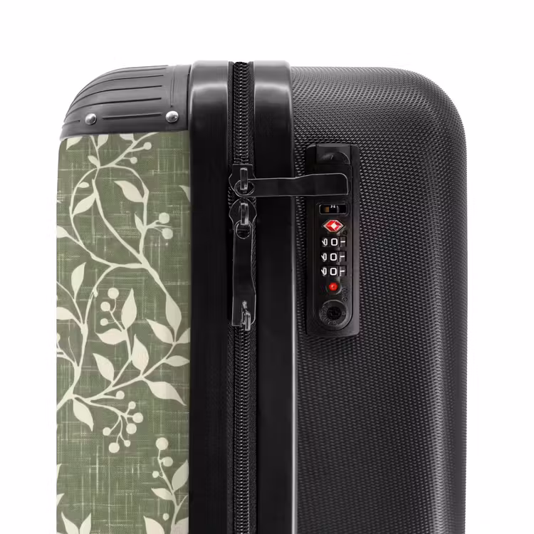 Koffer - Saliegroen - Botanisch - Takken - Besjes - Linnen - Patroon - Saliegroen - Botanisch - Takken - Besjes - Linnen - Patroon NBS - Handbagage koffer - Volwassenen Unisex middel