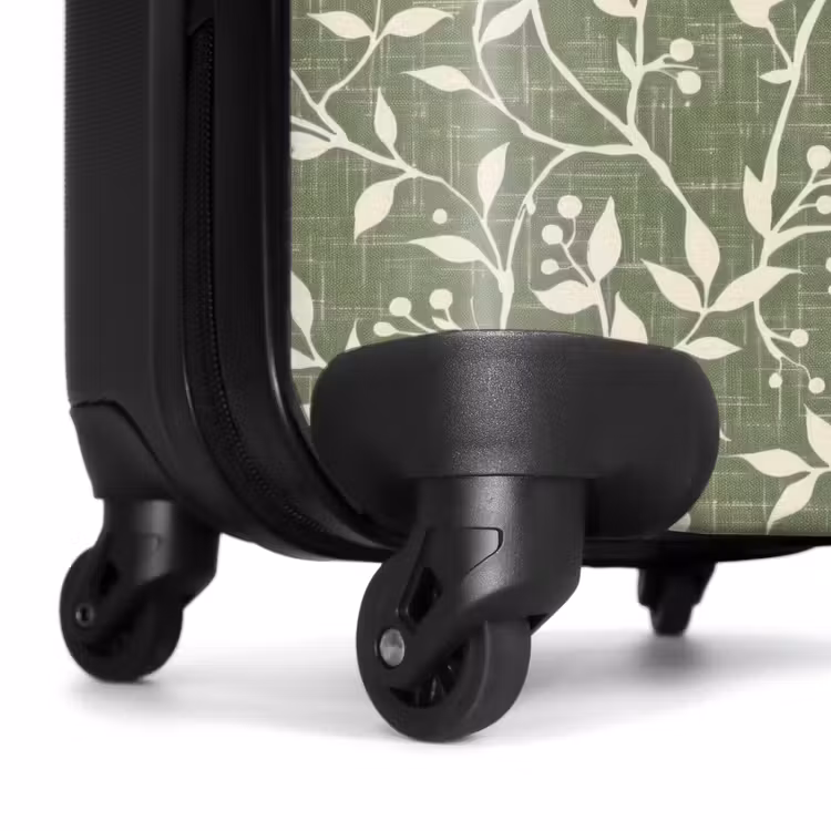 Koffer - Saliegroen - Botanisch - Takken - Besjes - Linnen - Patroon - Saliegroen - Botanisch - Takken - Besjes - Linnen - Patroon NBS - Handbagage koffer - Volwassenen Unisex middel