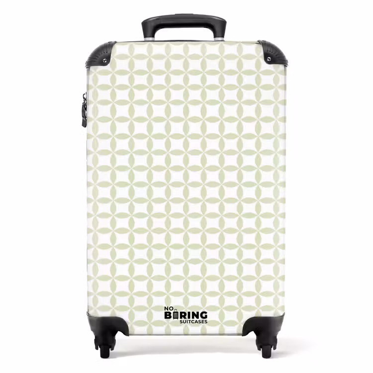 Koffer - Saliegroen - Geometrisch - Cirkels - Patroon - Saliegroen - Geometrisch - Cirkels - Patroon NBS - Handbagage koffer - Volwassenen Unisex middel