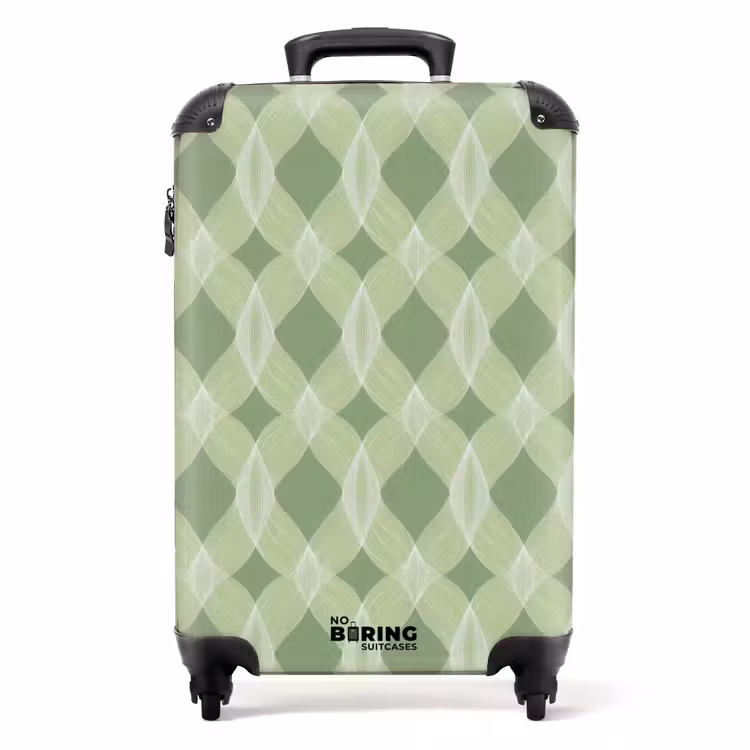 Koffer - Saliegroen - Geometrisch - Organisch - Traliewerk - Patroon - Saliegroen - Geometrisch - Organisch - Traliewerk - Patroon NBS - Handbagage koffer - Volwassenen Unisex middel