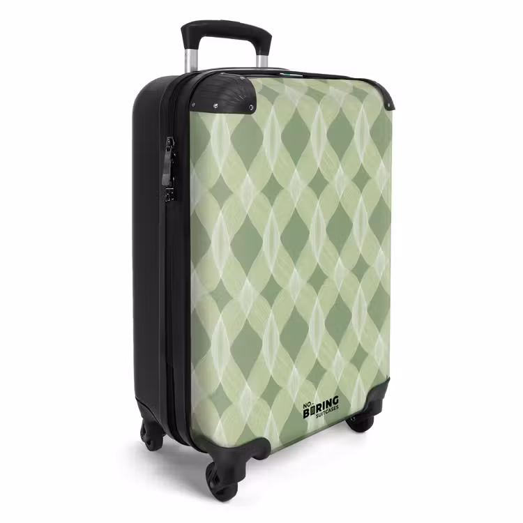 Koffer - Saliegroen - Geometrisch - Organisch - Traliewerk - Patroon - Saliegroen - Geometrisch - Organisch - Traliewerk - Patroon NBS - Handbagage koffer - Volwassenen Unisex middel