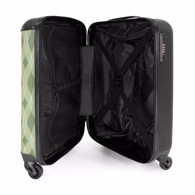 Koffer - Saliegroen - Geometrisch - Organisch - Traliewerk - Patroon - Saliegroen - Geometrisch - Organisch - Traliewerk - Patroon NBS - Handbagage koffer - Volwassenen Unisex middel