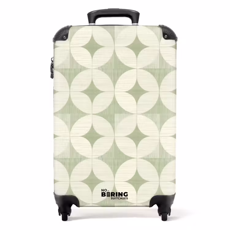 Koffer - Saliegroen - Geometrisch - Retro - Saliegroen - Geometrisch - Retro NBS - Handbagage koffer - Volwassenen Unisex middel