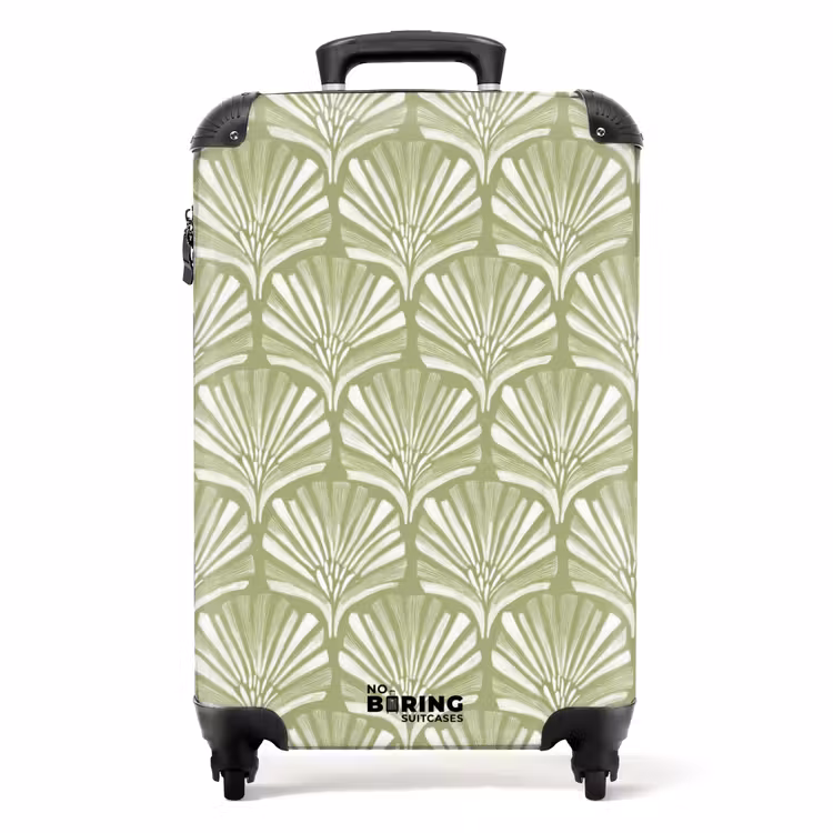 Koffer - Saliegroen - Ginkgo Biloba - Waaier - Patroon - Saliegroen - Ginkgo Biloba - Waaier - Patroon NBS - Handbagage koffer - Volwassenen Unisex middel