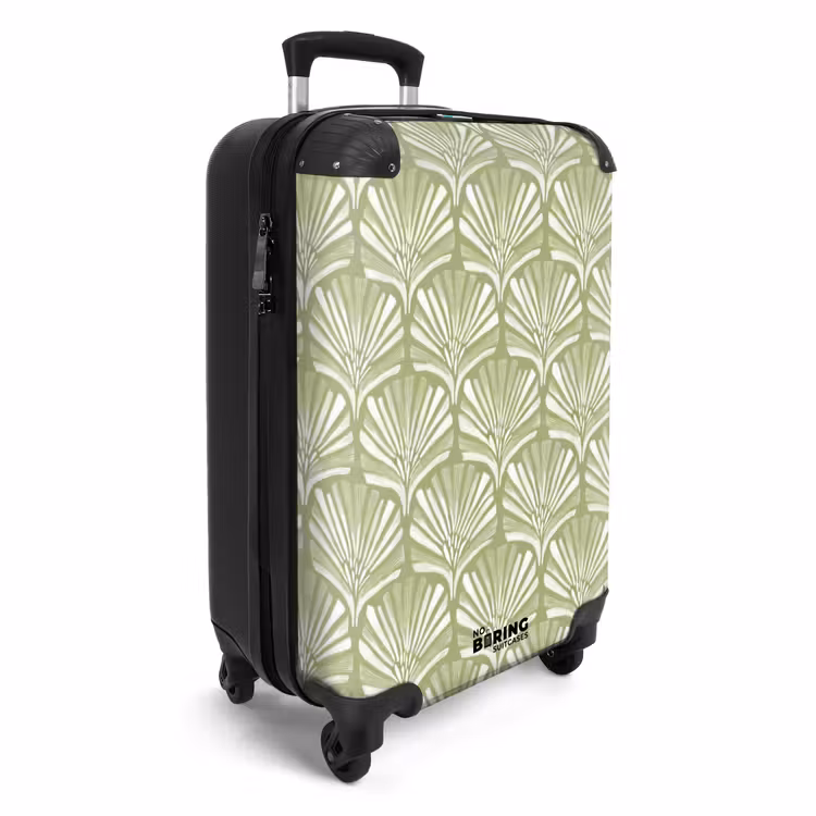 Koffer - Saliegroen - Ginkgo Biloba - Waaier - Patroon - Saliegroen - Ginkgo Biloba - Waaier - Patroon NBS - Handbagage koffer - Volwassenen Unisex middel