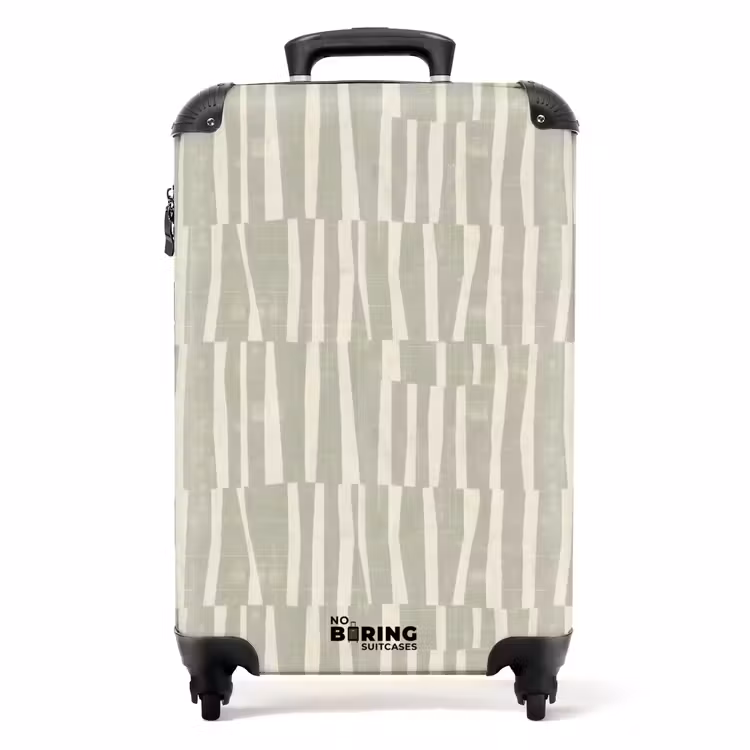 Koffer - Saliegroen - Strepen - Geometrisch - Textuur - Patroon - Saliegroen - Strepen - Geometrisch - Textuur - Patroon NBS - Handbagage koffer - Volwassenen Unisex middel