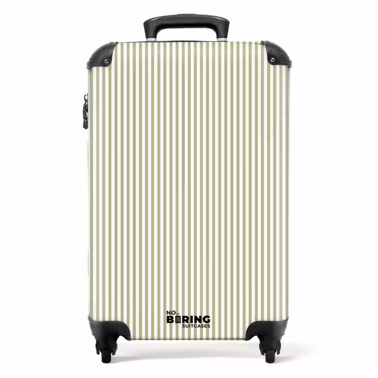 Koffer - Saliegroen - Strepen - Minimalistisch - Patroon - Saliegroen - Strepen - Minimalistisch - Patroon NBS - Handbagage koffer - Volwassenen Unisex middel