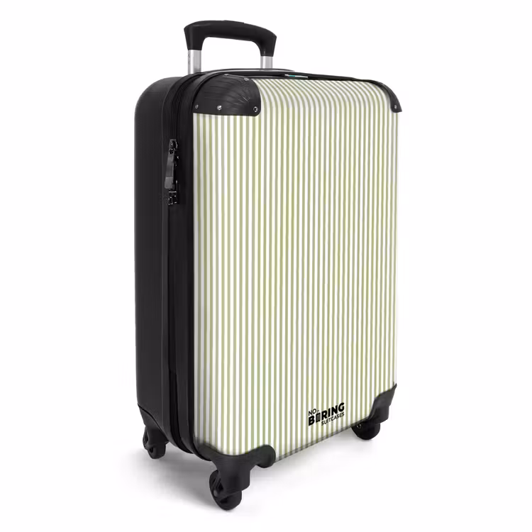 Koffer - Saliegroen - Strepen - Minimalistisch - Patroon - Saliegroen - Strepen - Minimalistisch - Patroon NBS - Handbagage koffer - Volwassenen Unisex middel