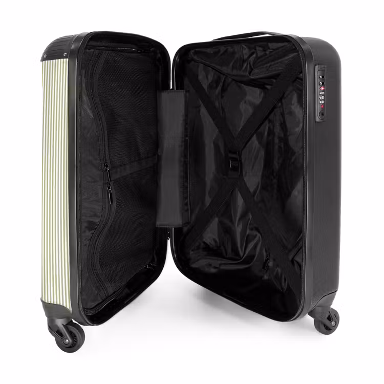 Koffer - Saliegroen - Strepen - Minimalistisch - Patroon - Saliegroen - Strepen - Minimalistisch - Patroon NBS - Handbagage koffer - Volwassenen Unisex middel