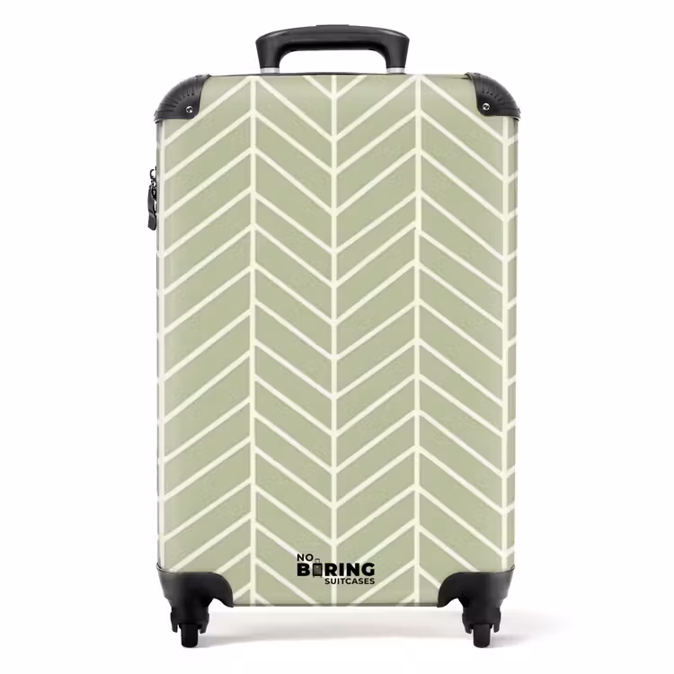 Koffer - Saliegroen - Visgraat - Geometrisch - Patroon - Saliegroen - Visgraat - Geometrisch - Patroon NBS - Handbagage koffer - Volwassenen Unisex middel