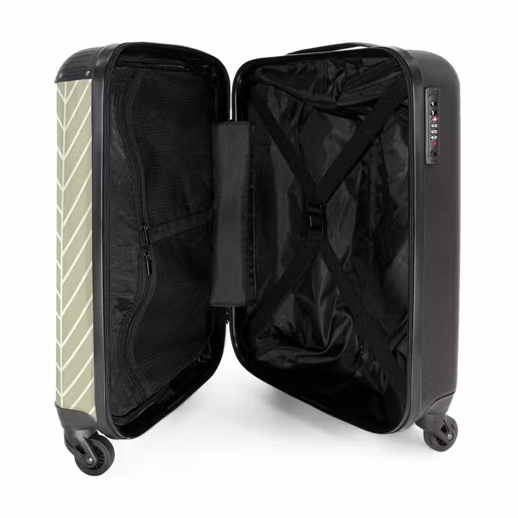 Koffer - Saliegroen - Visgraat - Geometrisch - Patroon - Saliegroen - Visgraat - Geometrisch - Patroon NBS - Handbagage koffer - Volwassenen Unisex middel