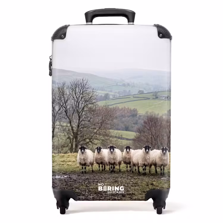 Koffer - Schapen - Rij - Weide - Dieren - Platteland - Schapen - Rij - Weide - Dieren - Platteland NBS - Handbagage koffer - Volwassenen Unisex middel