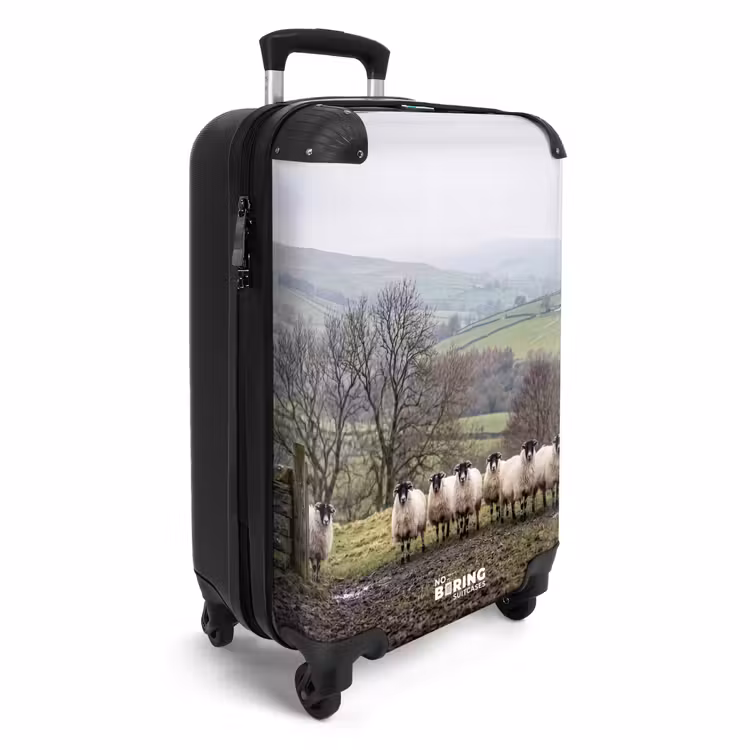 Koffer - Schapen - Rij - Weide - Dieren - Platteland - Schapen - Rij - Weide - Dieren - Platteland NBS - Handbagage koffer - Volwassenen Unisex middel