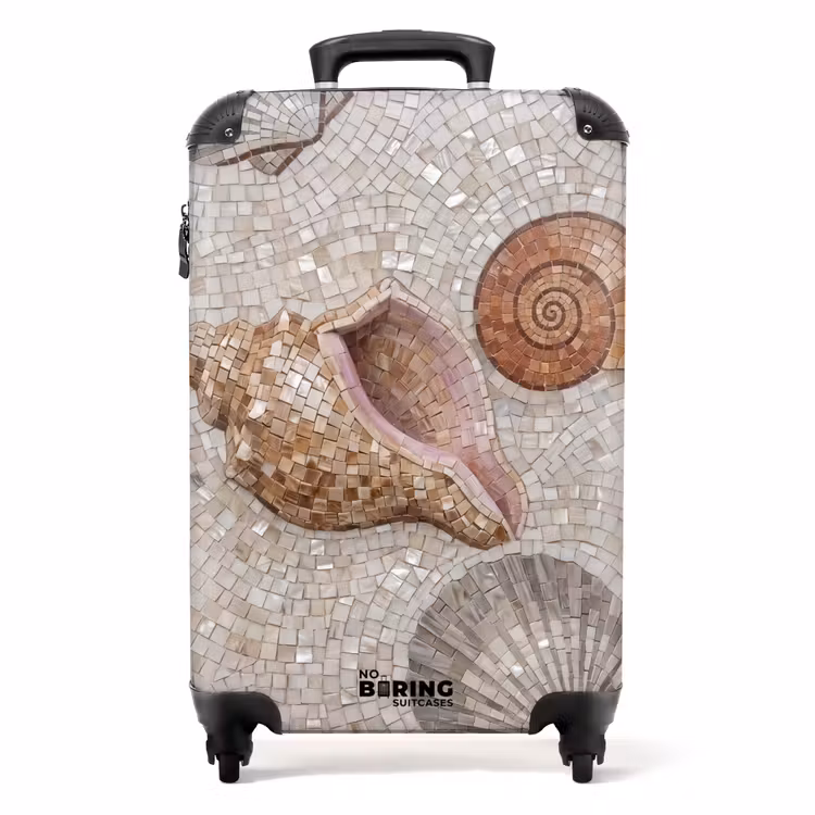 Koffer - Schelp - Mozaïek - Zee - Beige - Modern - Schelp - Mozaïek - Zee - Beige - Modern NBS - Handbagage koffer - Volwassenen Unisex middel