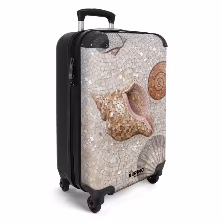 Koffer - Schelp - Mozaïek - Zee - Beige - Modern - Schelp - Mozaïek - Zee - Beige - Modern NBS - Handbagage koffer - Volwassenen Unisex middel